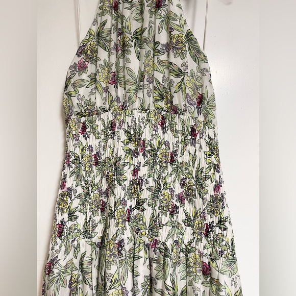 Cinq a Sept Dover Floral Midi Dress Sz 8 Halter Neck White Green Flare NEW $495 - Picture 7 of 13